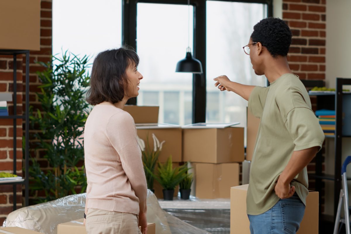 Husband and wife moving in rented real estate property