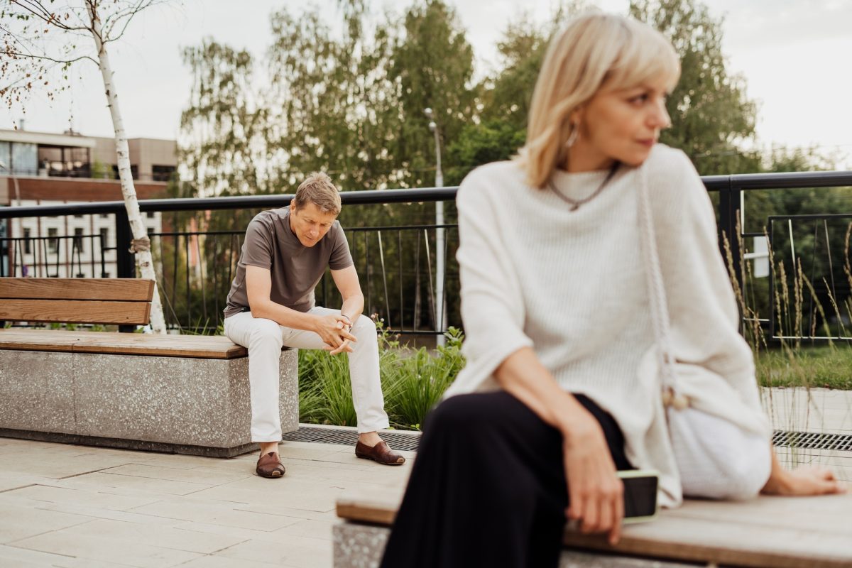 Unhappy couple in a quarrel. Mental health